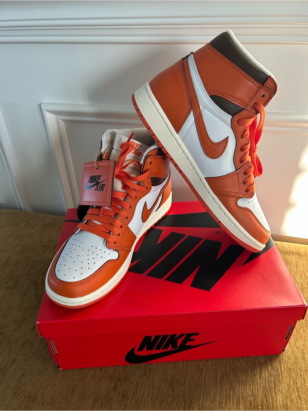 Nike Air Jordan 1 Mid - Orange/White Men's Sneakers
